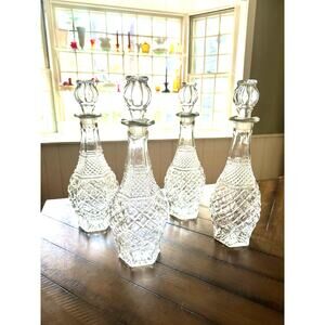 Vintage Anchor Hocking Wexford Decanters, Set of 4